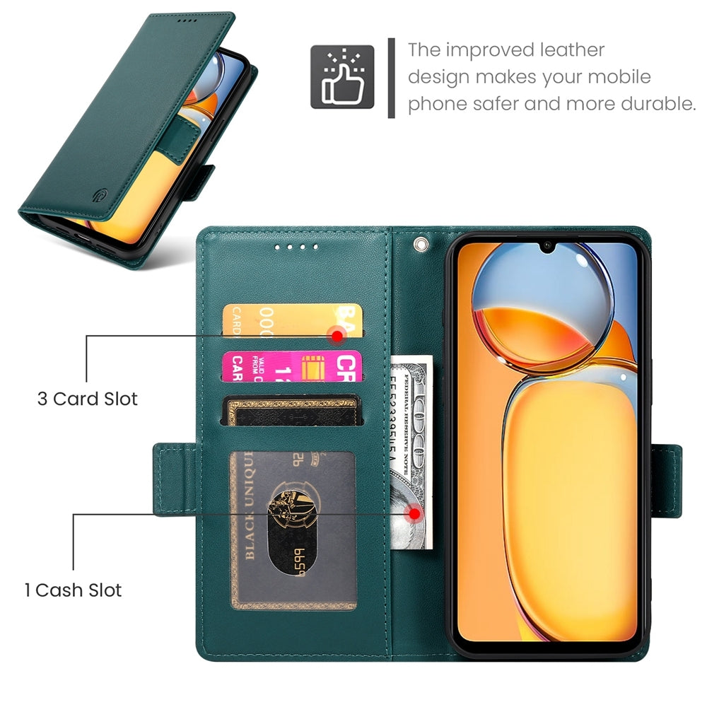 Xiaomi Redmi 13R Magnetic Leather Wallet Case with Card Slots, Stand Function & Full Protection