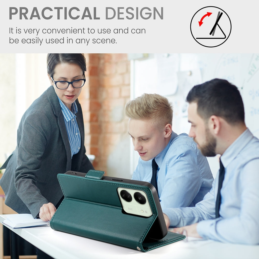 Xiaomi Redmi 13R Magnetic Leather Wallet Case with Card Slots, Stand Function & Full Protection