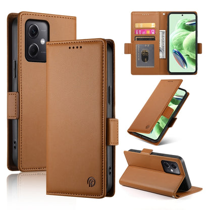 Xiaomi Redmi Note 12 Global India Magnetic Leather Wallet Case with Card Slots, Stand Function & Full Protection