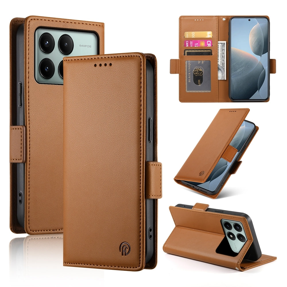 Xiaomi Poco X6 Pro 5G Global Magnetic Leather Wallet Case with Card Slots, Stand Function & Full Protection