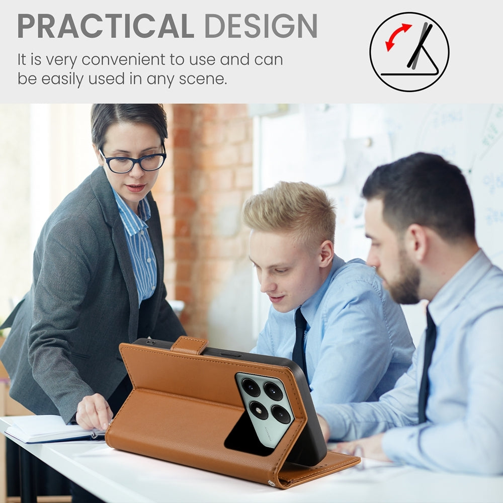 Xiaomi Poco X6 Pro 5G Global Magnetic Leather Wallet Case with Card Slots, Stand Function & Full Protection