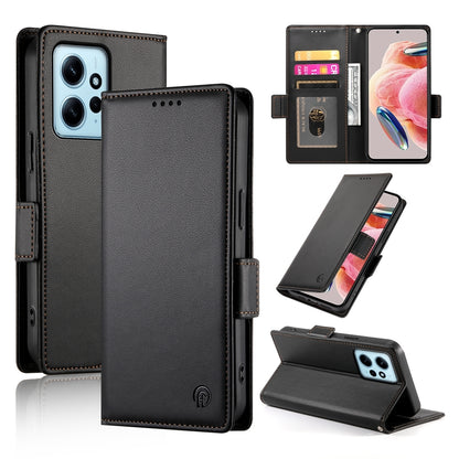Xiaomi Redmi Note 12 4G Global Magnetic Leather Wallet Case with Card Slots, Stand Function & Full Protection