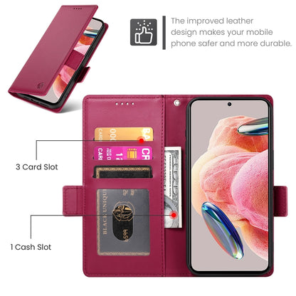 Xiaomi Redmi Note 12 4G Global Magnetic Leather Wallet Case with Card Slots, Stand Function & Full Protection
