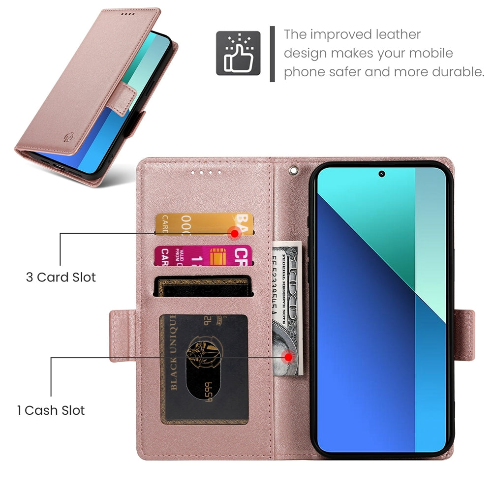Xiaomi Redmi Note 13 4G Magnetic Leather Wallet Case with Card Slots, Stand Function & Full Protection