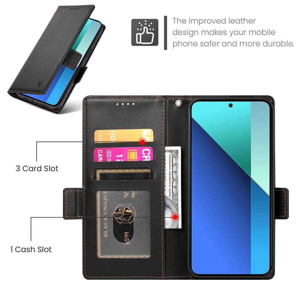 Xiaomi Redmi Note 13 4G Magnetic Leather Wallet Case with Card Slots, Stand Function & Full Protection