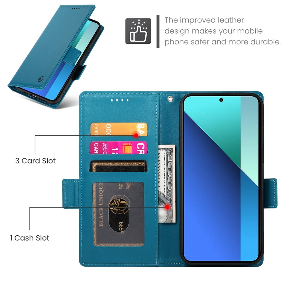 Xiaomi Redmi Note 13 4G Magnetic Leather Wallet Case with Card Slots, Stand Function & Full Protection