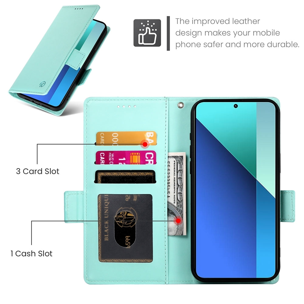 Xiaomi Redmi Note 13 4G Magnetic Leather Wallet Case with Card Slots, Stand Function & Full Protection