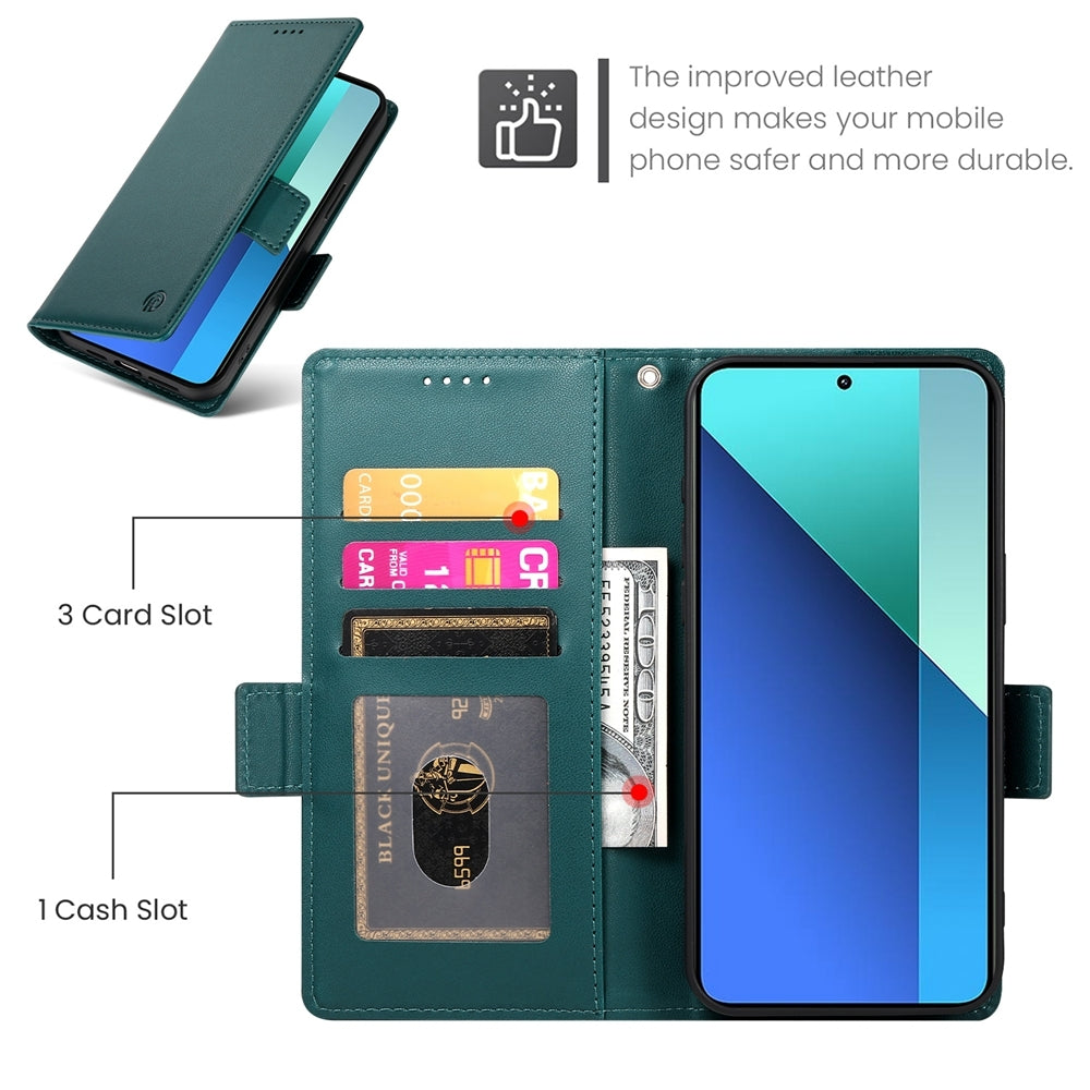 Xiaomi Redmi Note 13 4G Magnetic Leather Wallet Case with Card Slots, Stand Function & Full Protection
