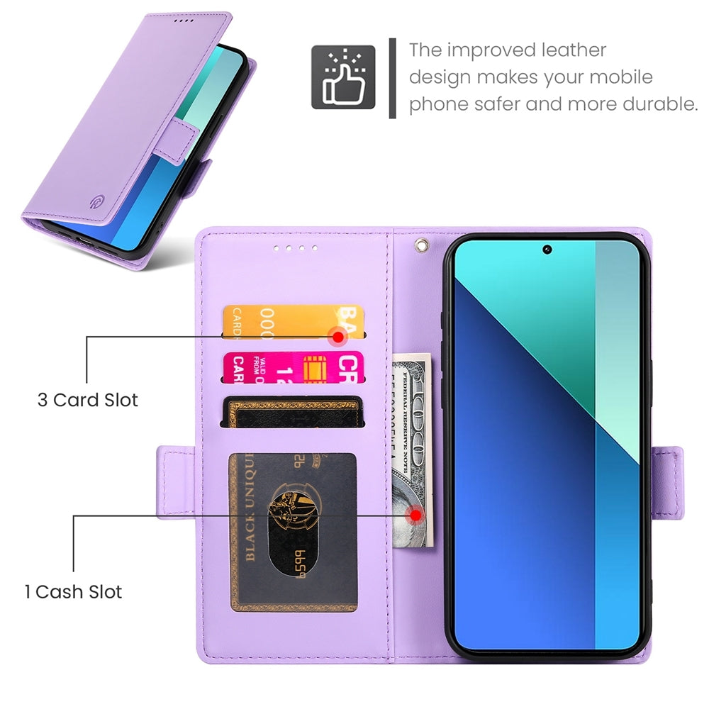 Xiaomi Redmi Note 13 4G Magnetic Leather Wallet Case with Card Slots, Stand Function & Full Protection