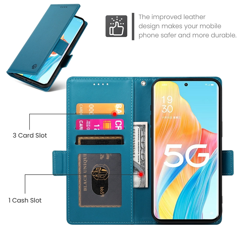 OPPO A1 Pro Magnetic Leather Wallet Case with Card Slots, Stand Function & Full Protection