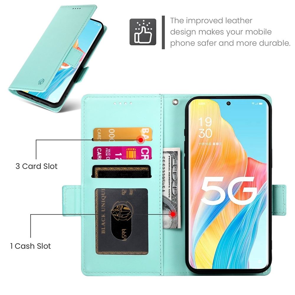 OPPO A1 Pro Magnetic Leather Wallet Case with Card Slots, Stand Function & Full Protection