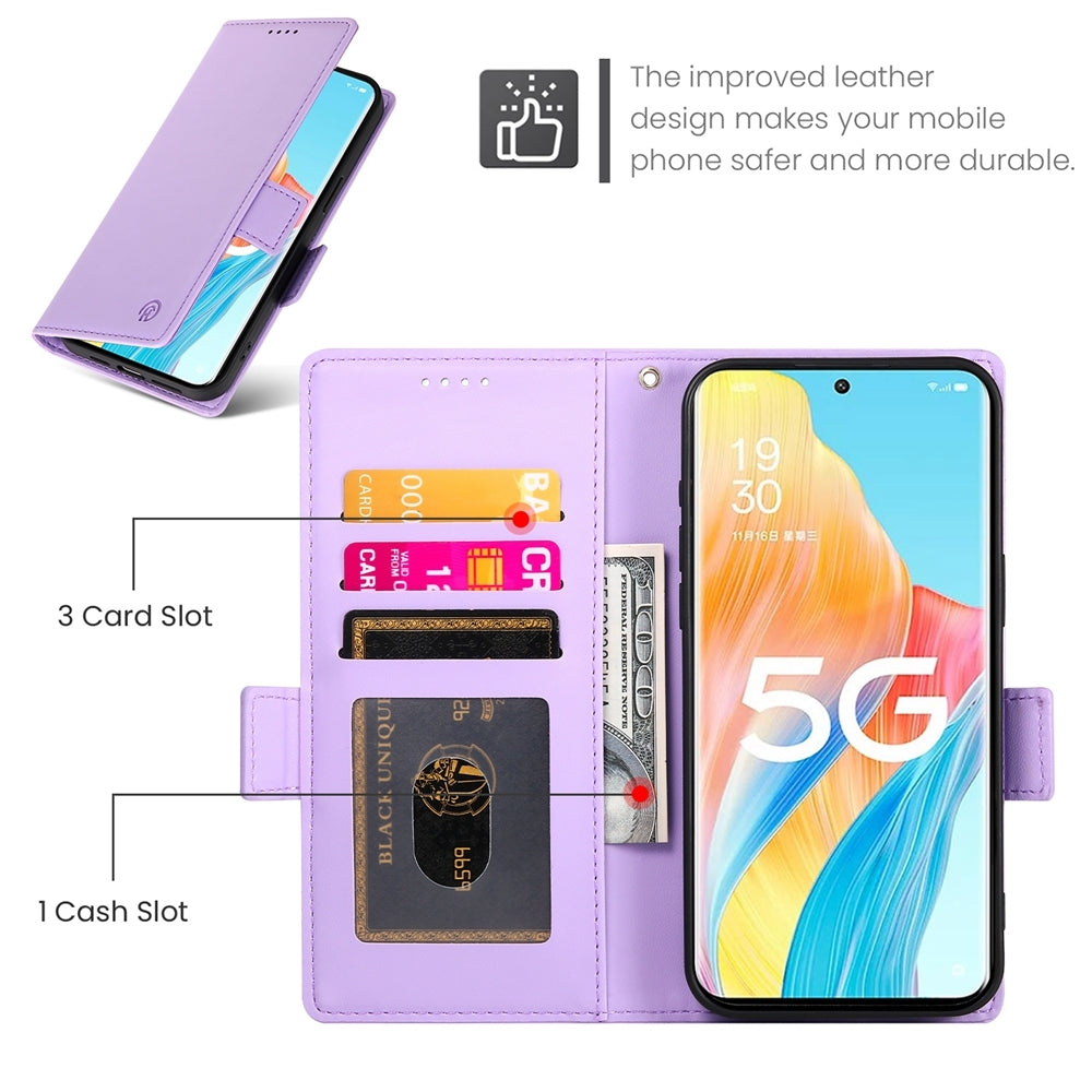 OPPO A1 Pro Magnetic Leather Wallet Case with Card Slots, Stand Function & Full Protection