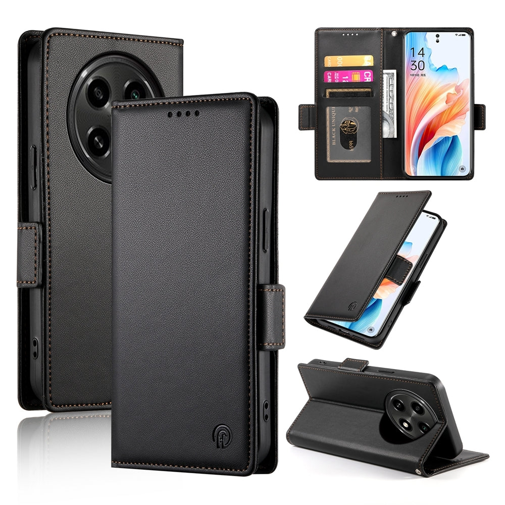 OPPO A3 Pro Magnetic Leather Wallet Case with Card Slots, Stand Function & Full Protection