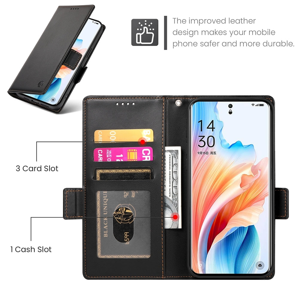 OPPO A2 Pro Magnetic Leather Wallet Case with Card Slots, Stand Function & Full Protection