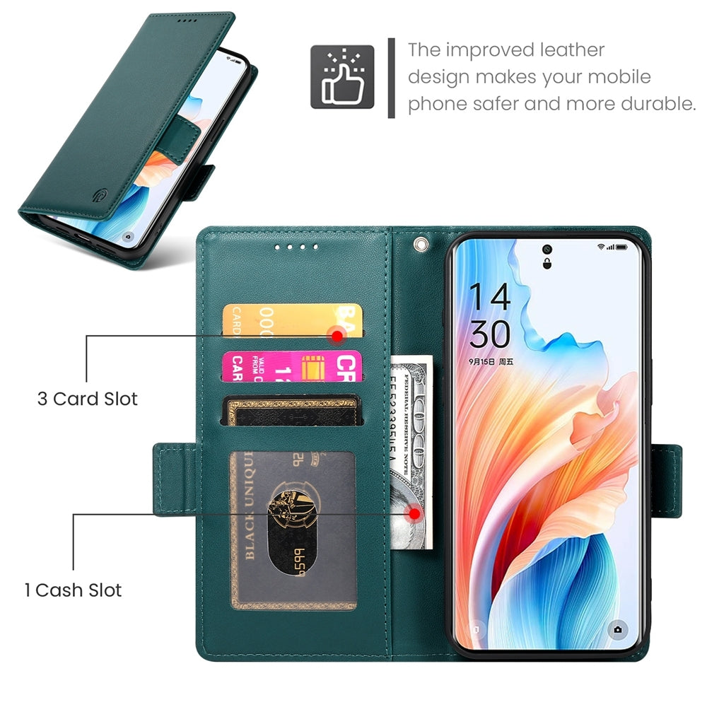 OPPO A3 Pro Magnetic Leather Wallet Case with Card Slots, Stand Function & Full Protection
