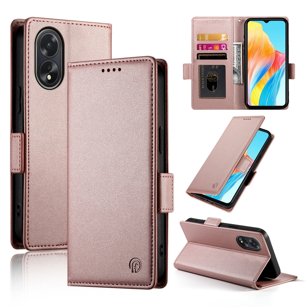 OPPO A38 4G Magnetic Leather Wallet Case with Card Slots, Stand Function & Full Protection