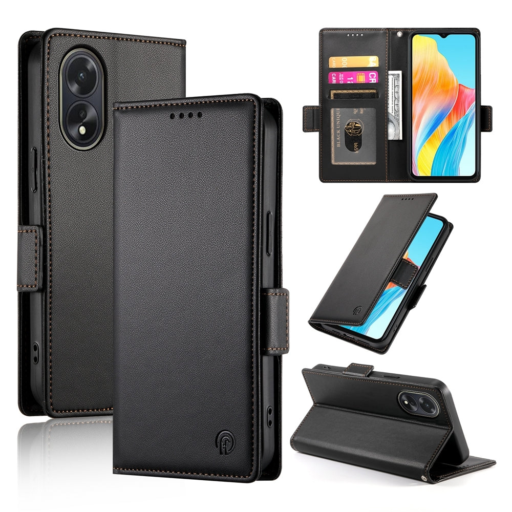 OPPO A38 4G Magnetic Leather Wallet Case with Card Slots, Stand Function & Full Protection