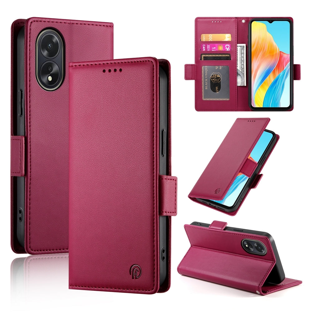 OPPO A38 4G Magnetic Leather Wallet Case with Card Slots, Stand Function & Full Protection