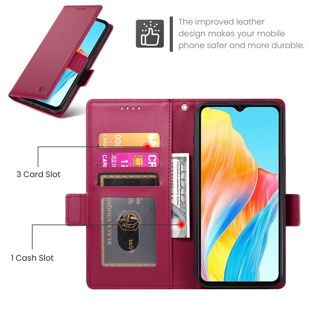 OPPO A38 4G Magnetic Leather Wallet Case with Card Slots, Stand Function & Full Protection