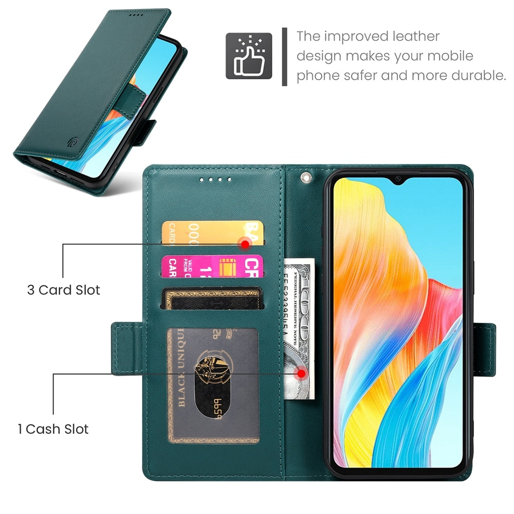OPPO A38 4G Magnetic Leather Wallet Case with Card Slots, Stand Function & Full Protection