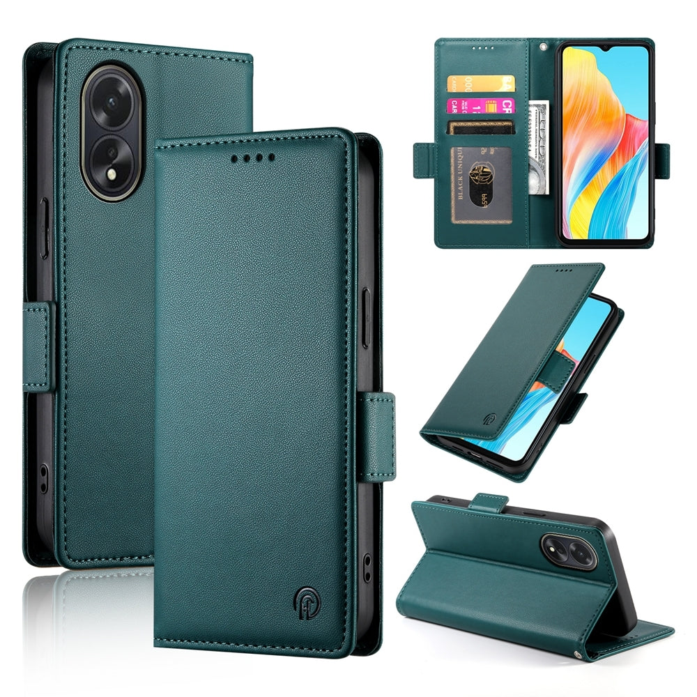 OPPO A38 4G Magnetic Leather Wallet Case with Card Slots, Stand Function & Full Protection