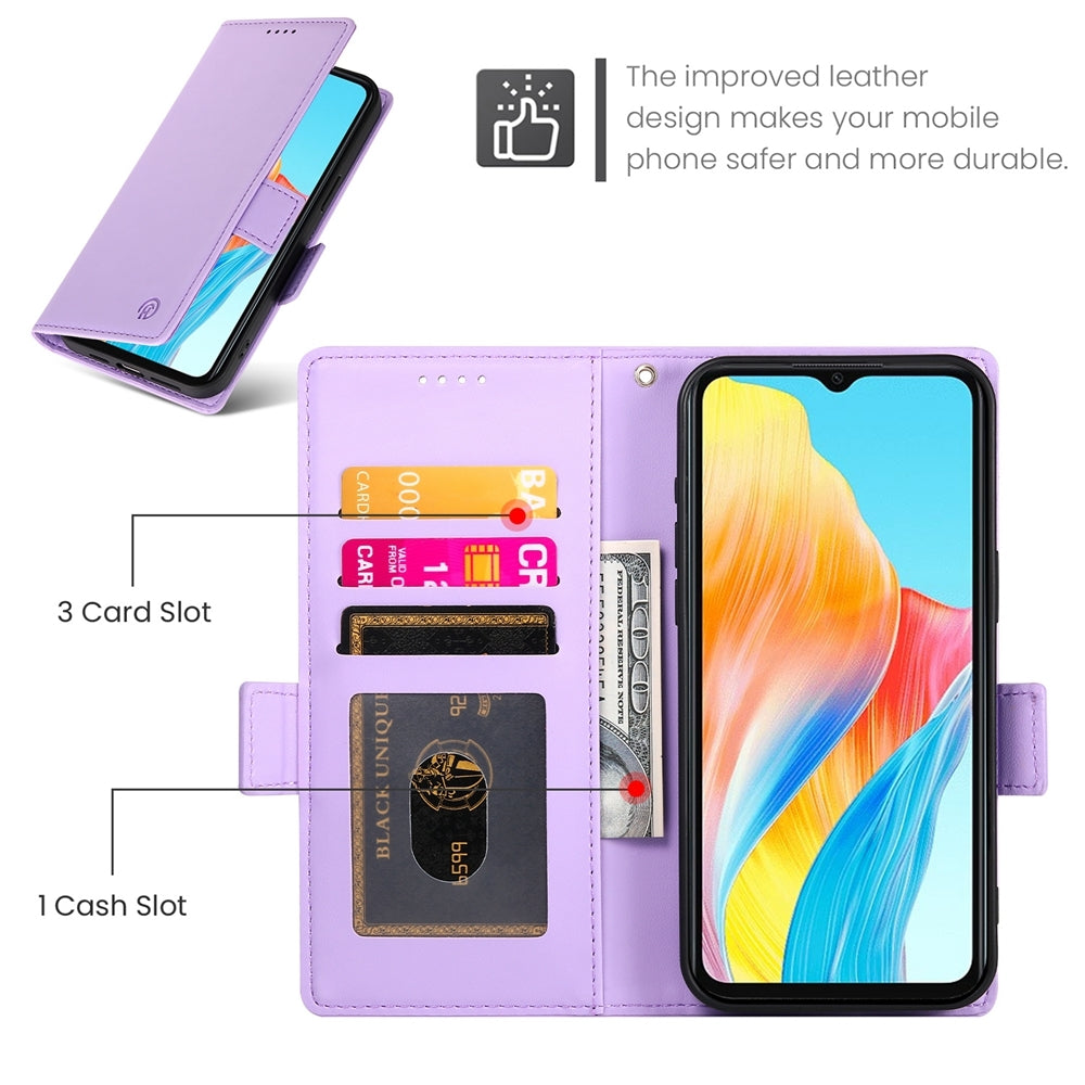 OPPO A38 4G Magnetic Leather Wallet Case with Card Slots, Stand Function & Full Protection