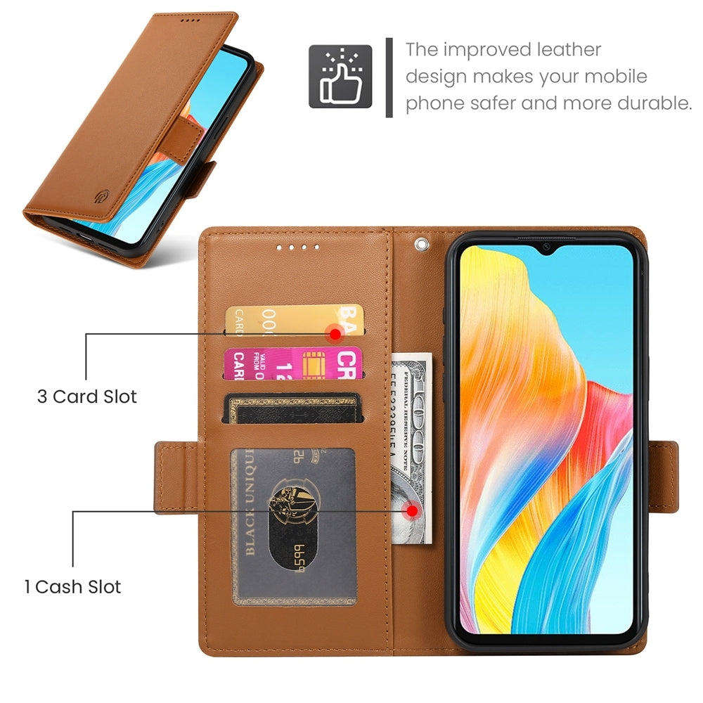 OPPO A38 4G Magnetic Leather Wallet Case with Card Slots, Stand Function & Full Protection