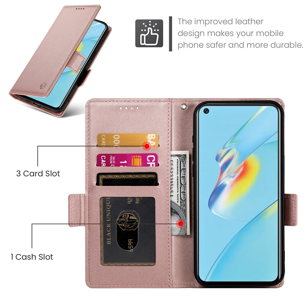 OPPO A54/A54s Magnetic Leather Wallet Case with Card Slots, Stand Function & Full Protection