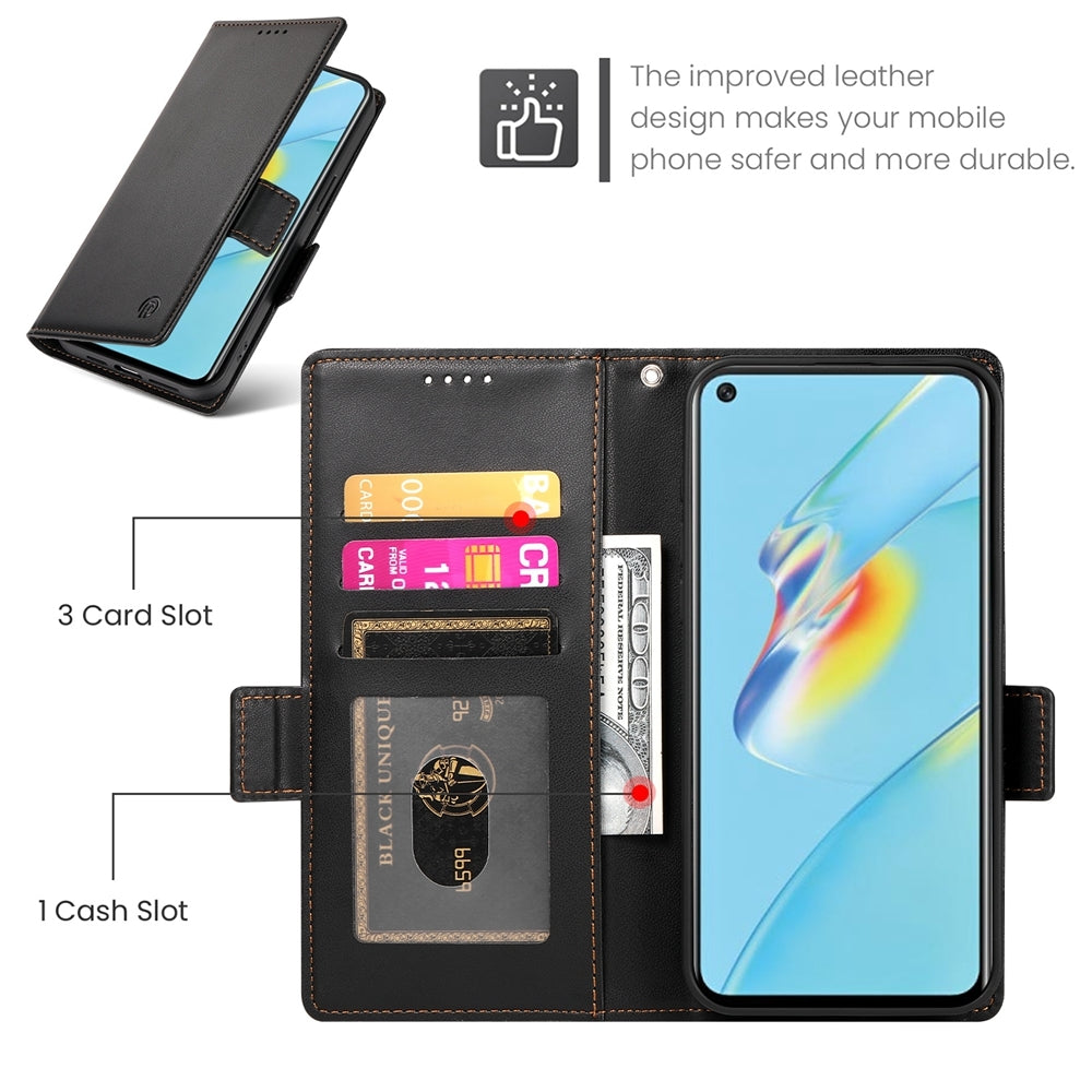 OPPO A55/A55s 5G Magnetic Leather Wallet Case with Card Slots, Stand Function & Full Protection