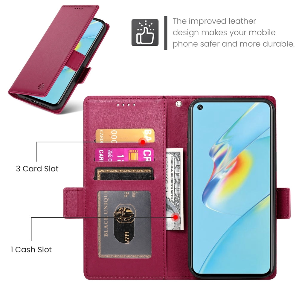 OPPO A55/A55s 5G Magnetic Leather Wallet Case with Card Slots, Stand Function & Full Protection