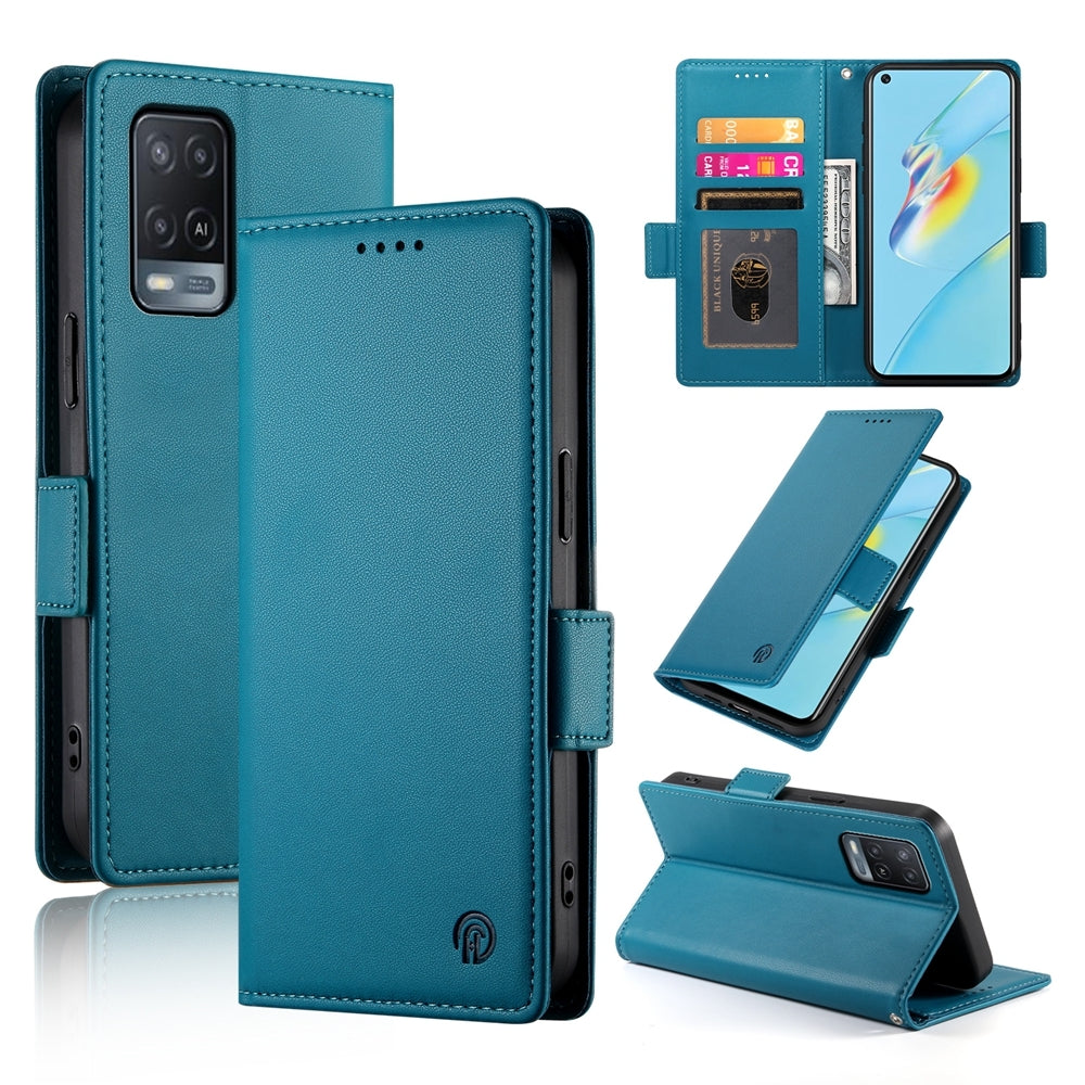 OPPO A54/A54s Magnetic Leather Wallet Case with Card Slots, Stand Function & Full Protection