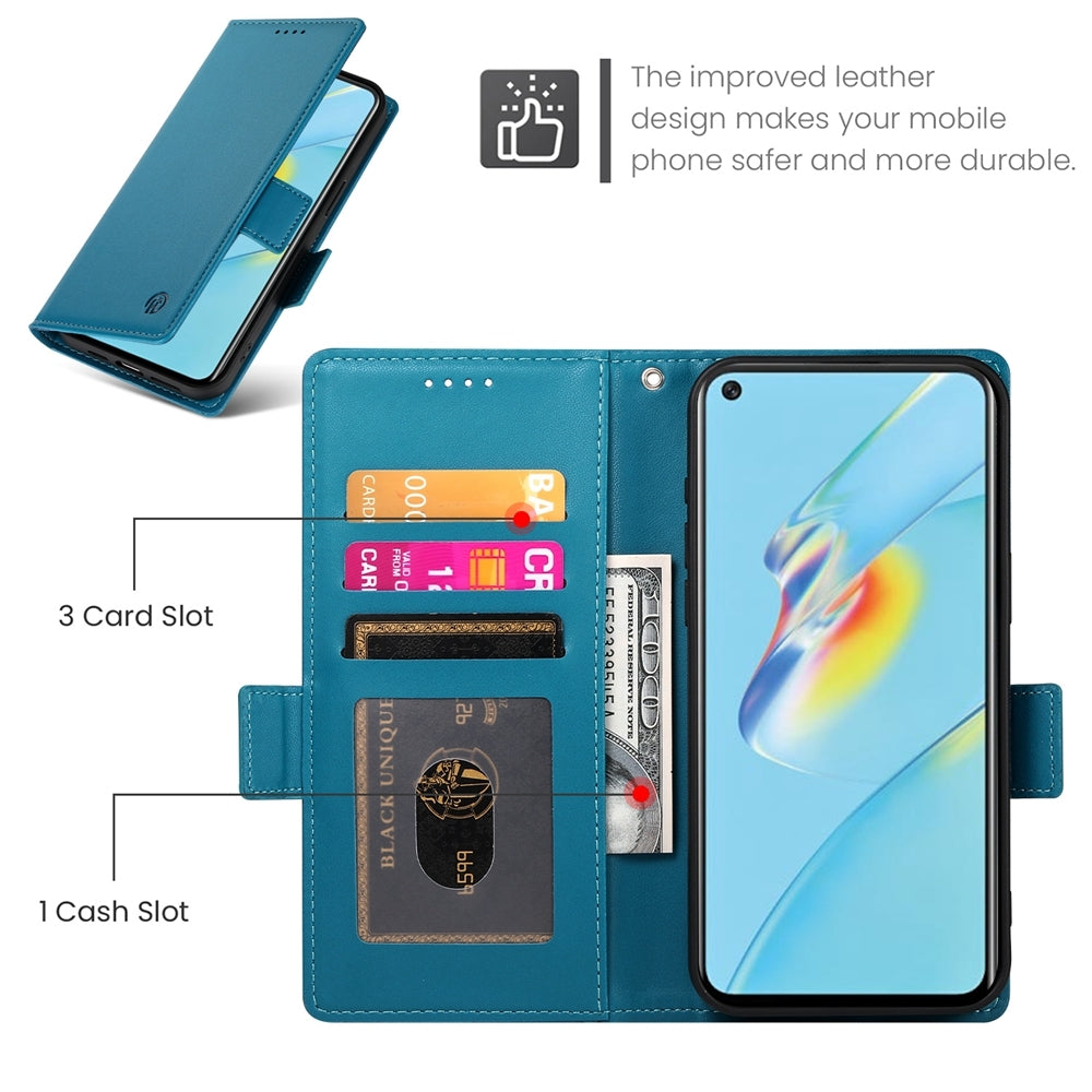 OPPO A54/A54s Magnetic Leather Wallet Case with Card Slots, Stand Function & Full Protection