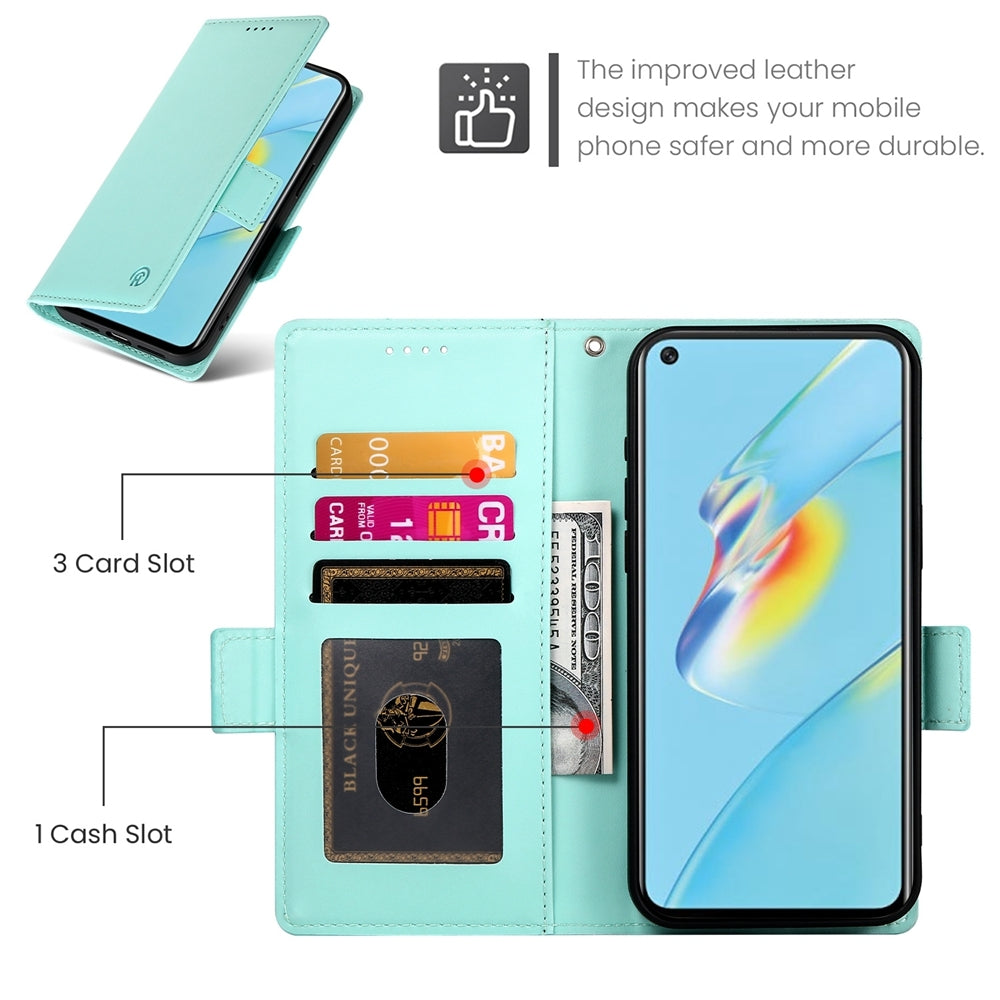 OPPO A55/A55s 5G Magnetic Leather Wallet Case with Card Slots, Stand Function & Full Protection