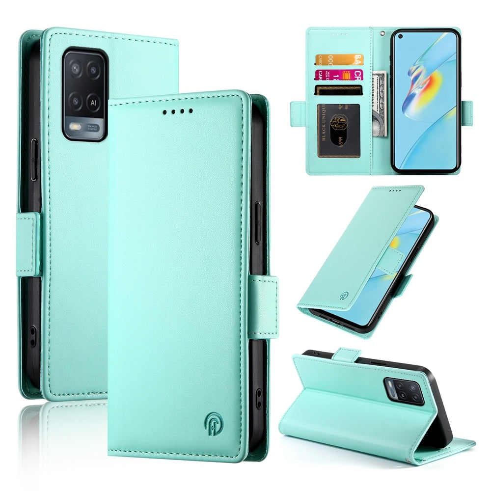 OPPO A55/A55s 5G Magnetic Leather Wallet Case with Card Slots, Stand Function & Full Protection