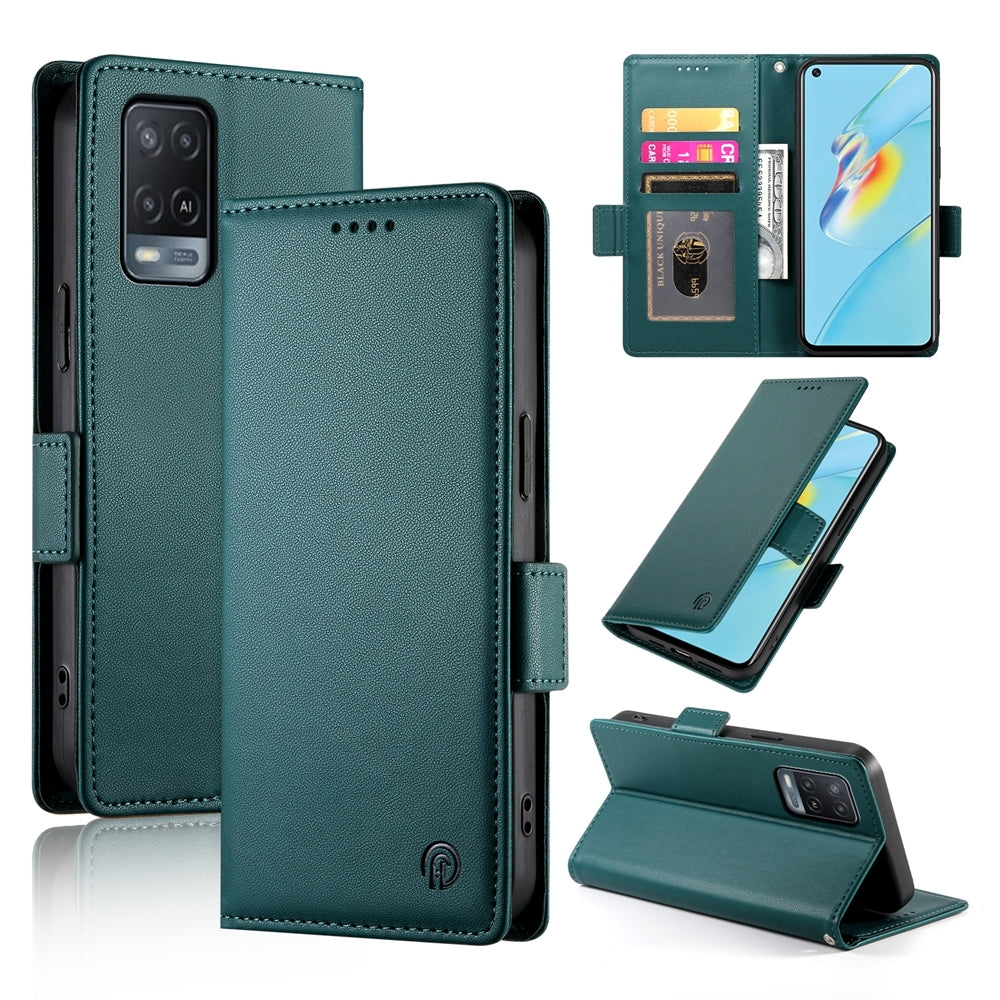 OPPO A54/A54s Magnetic Leather Wallet Case with Card Slots, Stand Function & Full Protection