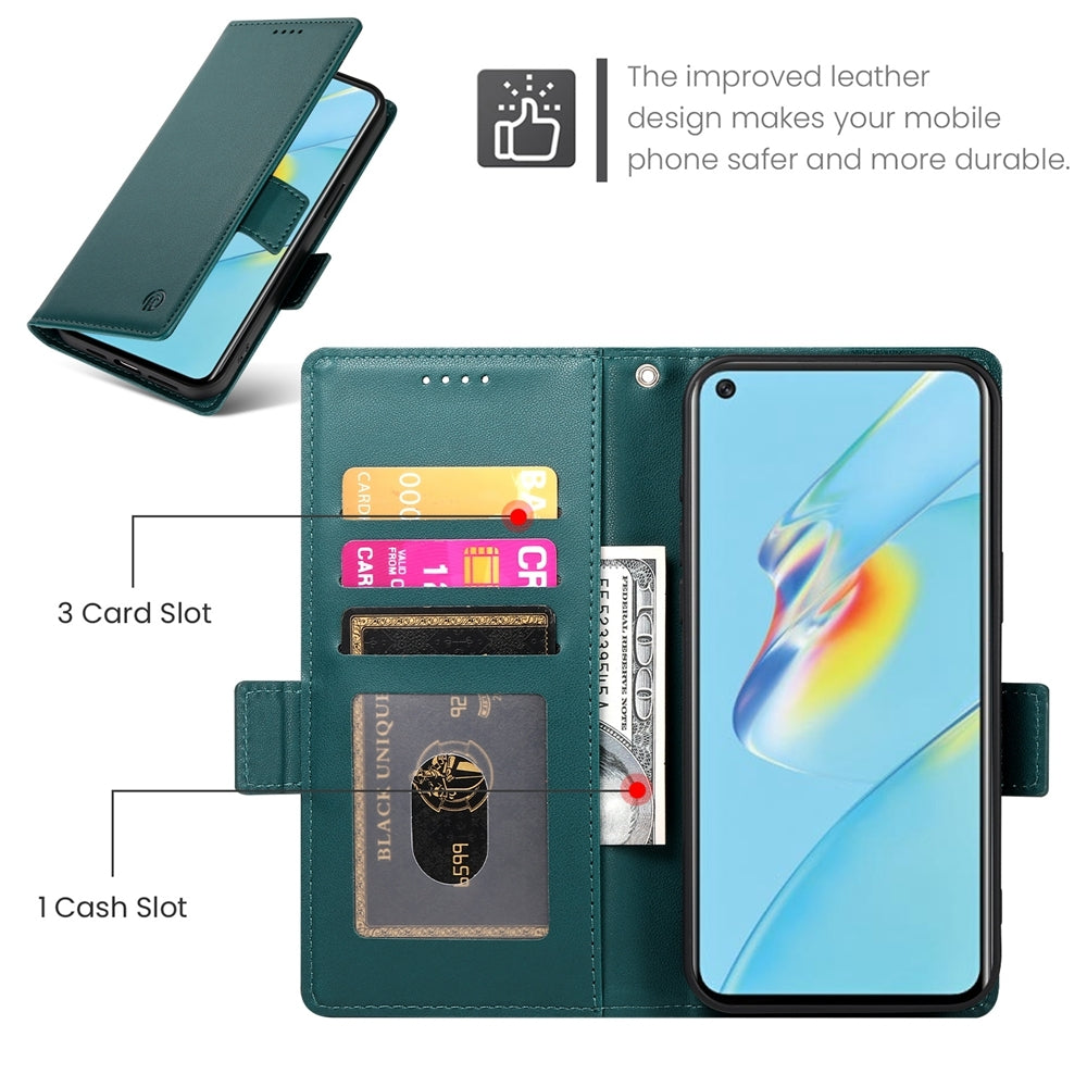 OPPO A55/A55s 5G Magnetic Leather Wallet Case with Card Slots, Stand Function & Full Protection