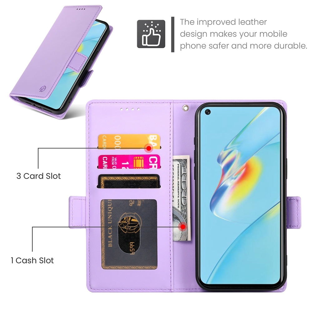 OPPO A55/A55s 5G Magnetic Leather Wallet Case with Card Slots, Stand Function & Full Protection