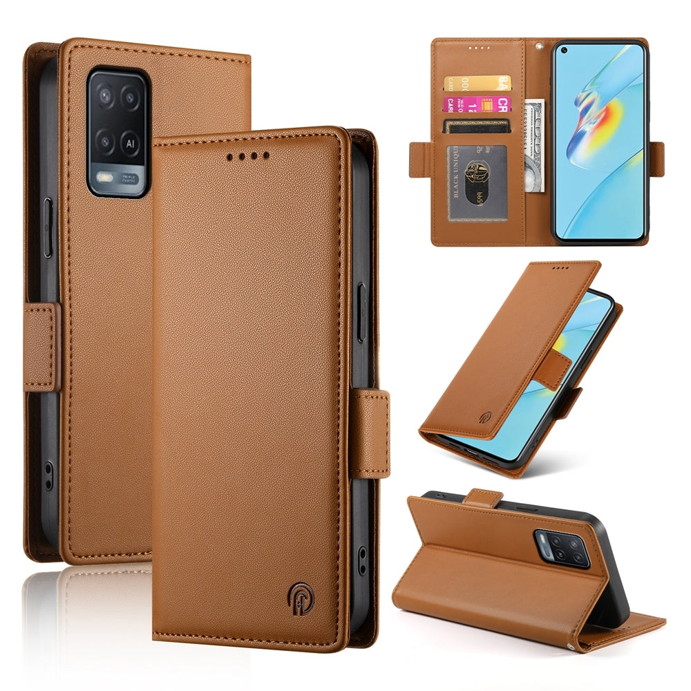 OPPO A55/A55s 5G Magnetic Leather Wallet Case with Card Slots, Stand Function & Full Protection