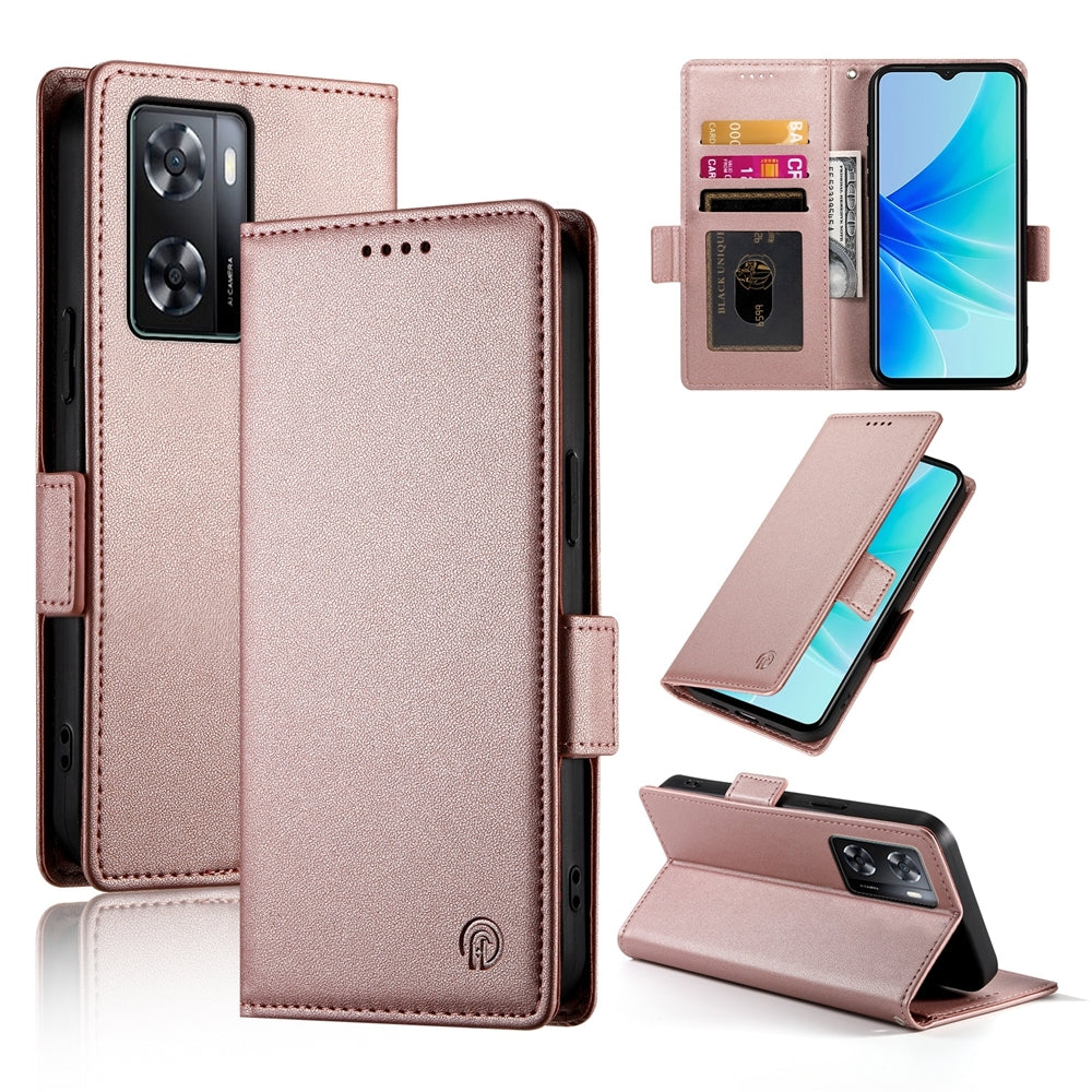 OPPO A57 4G Magnetic Leather Wallet Case with Card Slots, Stand Function & Full Protection