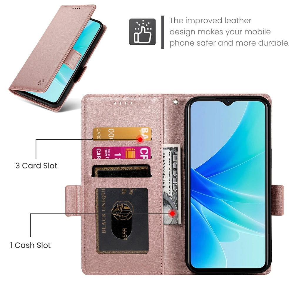 OPPO A77 4G Magnetic Leather Wallet Case with Card Slots, Stand Function & Full Protection