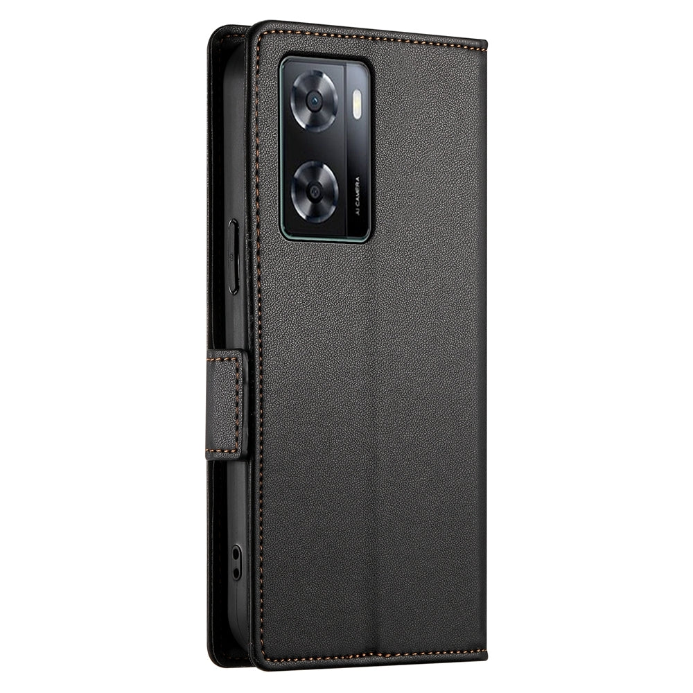 OPPO A57 4G Magnetic Leather Wallet Case with Card Slots, Stand Function & Full Protection