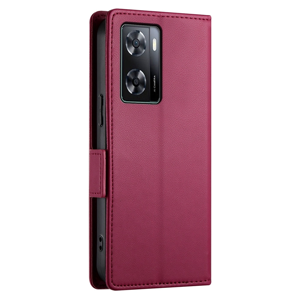 OPPO A57 4G Magnetic Leather Wallet Case with Card Slots, Stand Function & Full Protection