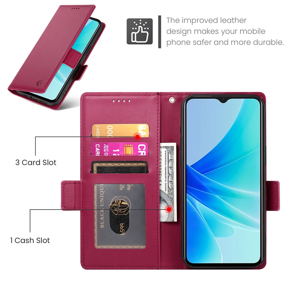 OPPO A57 4G Magnetic Leather Wallet Case with Card Slots, Stand Function & Full Protection