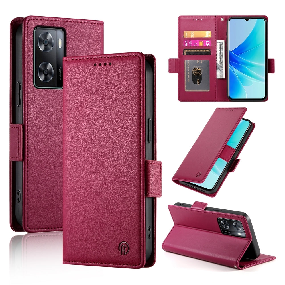 OPPO A77 4G Magnetic Leather Wallet Case with Card Slots, Stand Function & Full Protection