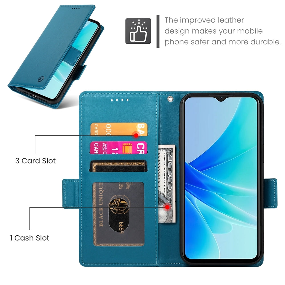 OPPO A57 4G Magnetic Leather Wallet Case with Card Slots, Stand Function & Full Protection
