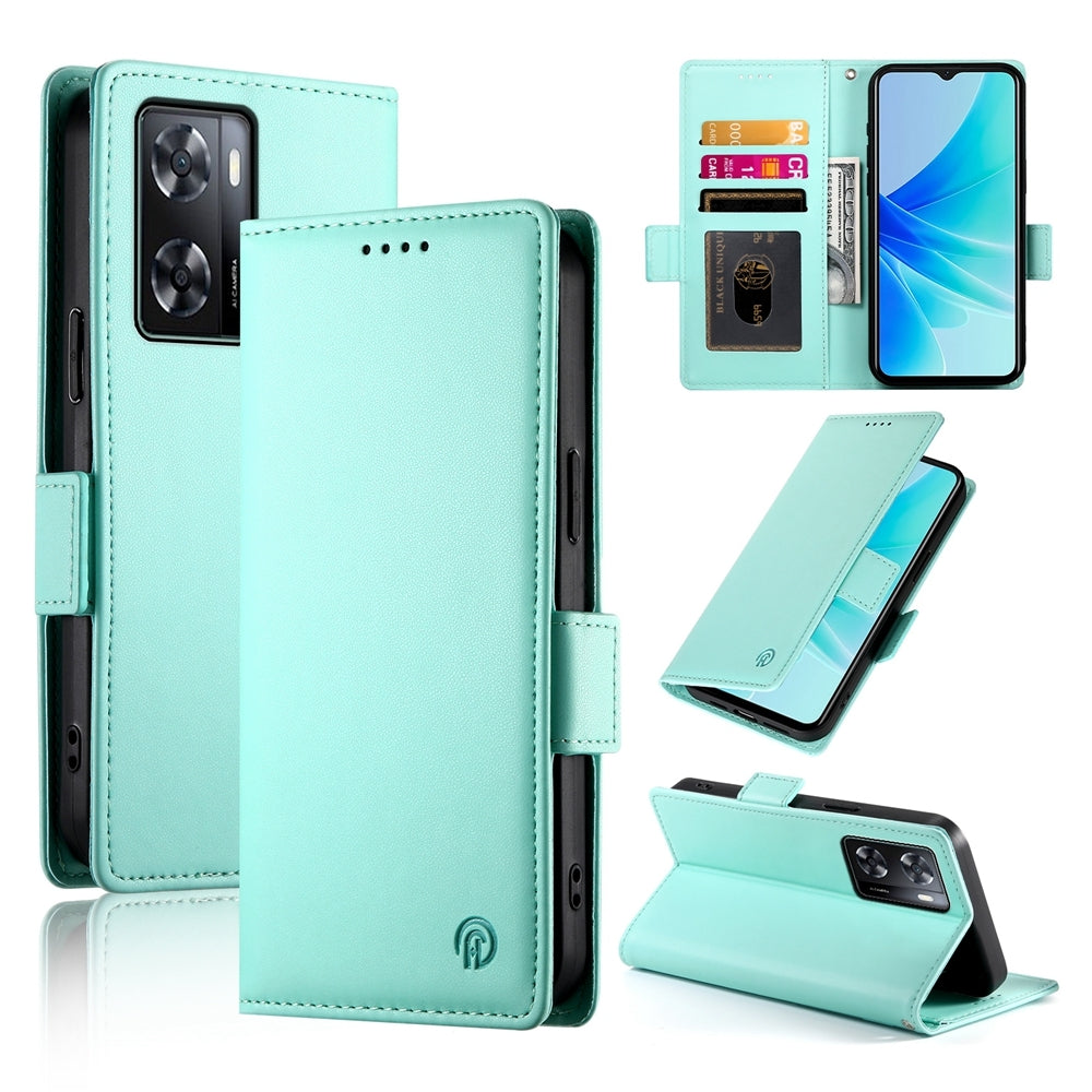 OPPO A57 4G Magnetic Leather Wallet Case with Card Slots, Stand Function & Full Protection