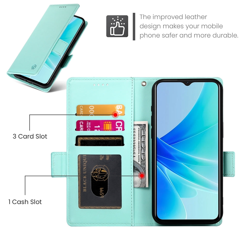 OPPO A57 4G Magnetic Leather Wallet Case with Card Slots, Stand Function & Full Protection