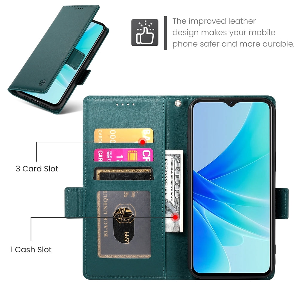 OPPO A77 4G Magnetic Leather Wallet Case with Card Slots, Stand Function & Full Protection