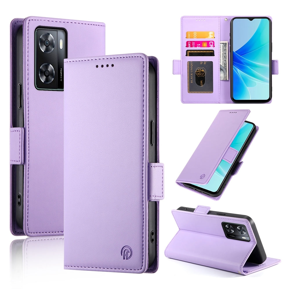 OPPO A57 4G Magnetic Leather Wallet Case with Card Slots, Stand Function & Full Protection