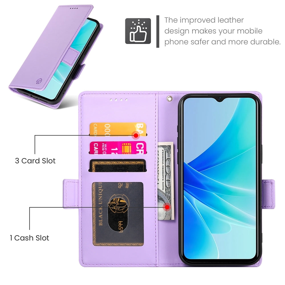 OPPO A77 4G Magnetic Leather Wallet Case with Card Slots, Stand Function & Full Protection